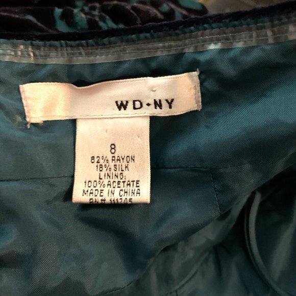 WD.NY Strapless Velvet Cocktail Dress Size 8 Sweetheart Neck Floral Silk Blend - Picture 9 of 9